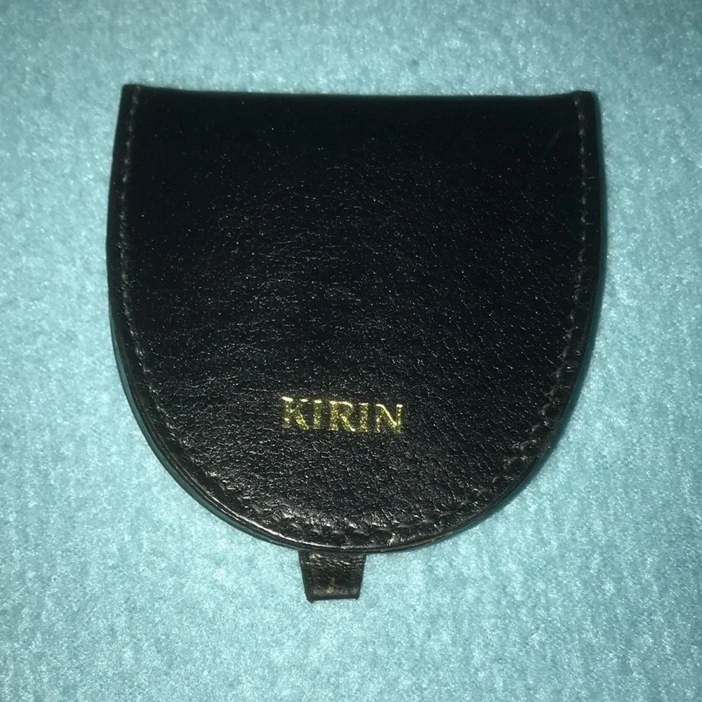 KIRIN genuine leather old fashioned vintage coin purse wallet black NEW in box